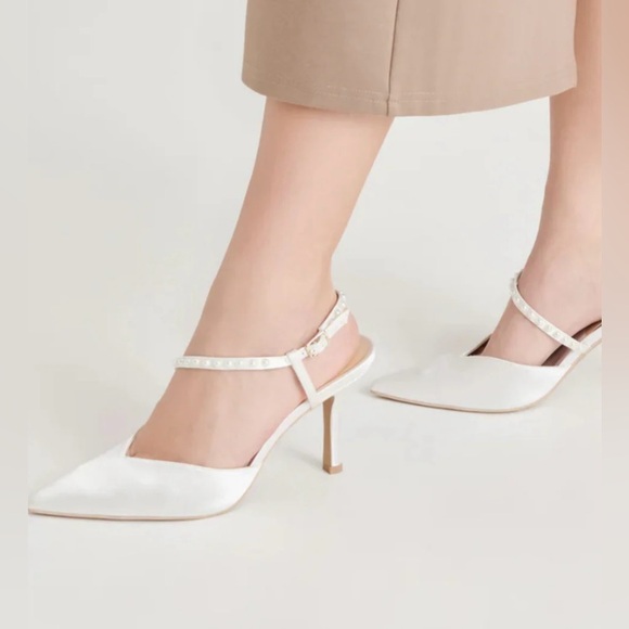 DOLCE VITA Women's KAMRA PEARL Satin White Heels Size 7.5 - Picture 6 of 8